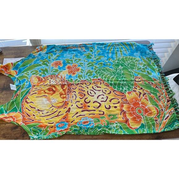 Sol & Spa Womens Colorful Leopard Jungle 100% Cotton Swimsuit Cover Vacation - Picture 7 of 8